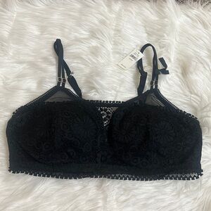 NWT Aerie Black Lace Push Up Bra Real Power Wireless Joy Size 34D
